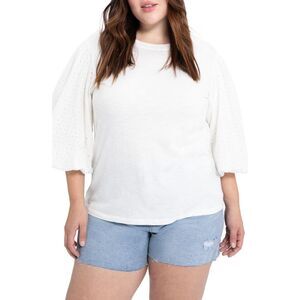 Sanctuary Cloud Control Eyelet-sleeve Top In White - M